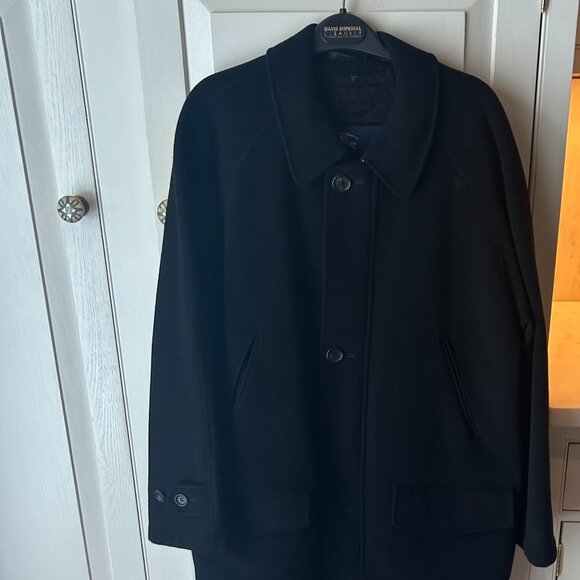 Burberry London Classic Men's Black Wool Cashmere Pea Coat Fully Lined Size S